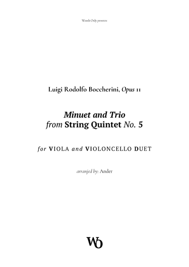 Minuet by Boccherini for Viola and Cello (arr. Ander)