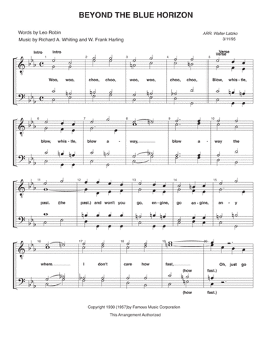 Beyond The Blue Horizon (arr. Walter Latzko)