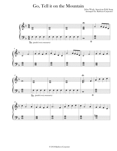 Go Tell it on the Mountain (Easy Piano, Level 2A) (arr. Kathryn Carpenter)