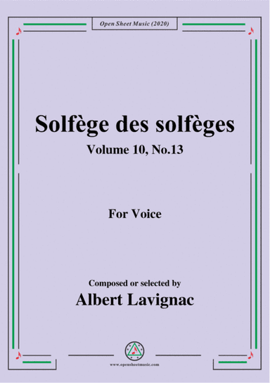 Lavignac-Solfège des solfèges,Volume 10,No.13,for Voice (arr. MSM)
