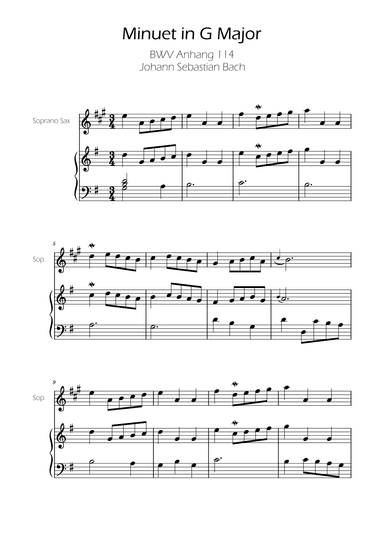 Minuet in G major BWV Anh. 114 - Bach - Soprano Sax (arr. Ygor Nunes)