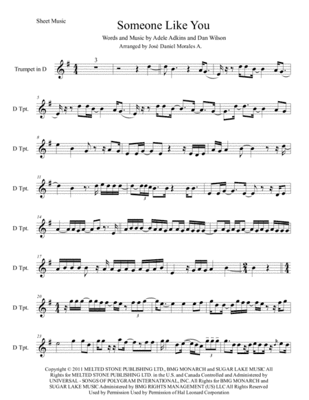 Someone Like You (arr. José Daniel Morales A.)