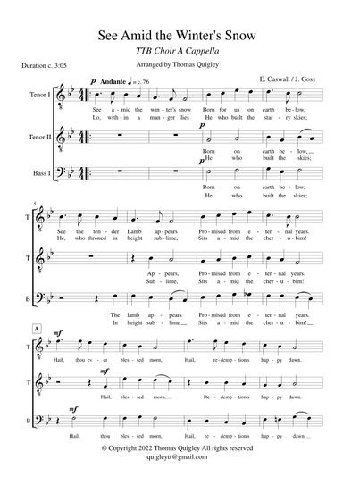 See Amid The Winter's Snow (TTB a cappella) (arr. Thomas Quigley)