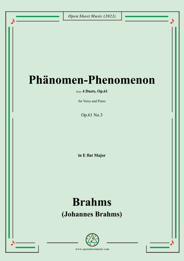 Brahms-Phänomen-Phenomenon,Op.61 No.3,in E flat Major (arr. OSM Press)