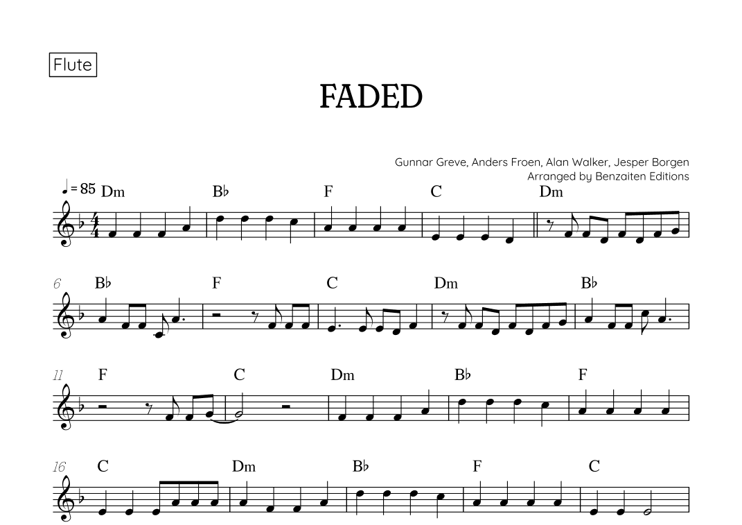 Faded (arr. Benzaiten Editions)