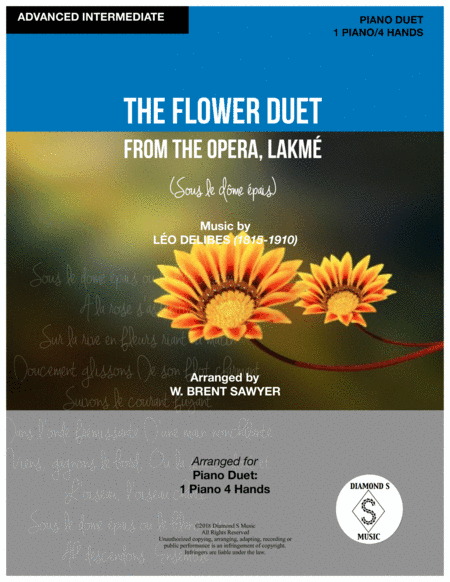 Flower Duet from Lakme - (Sous le dome epais) by Leo Delibes - Piano Duet (arr. W. Brent Sawyer)