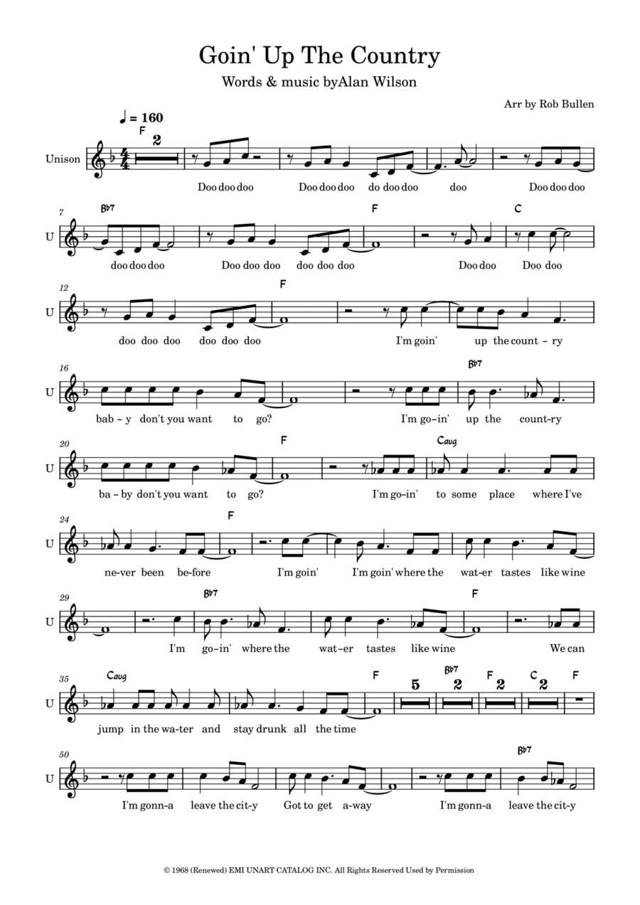 Going Up The Country (arr. Rob Bullen)
