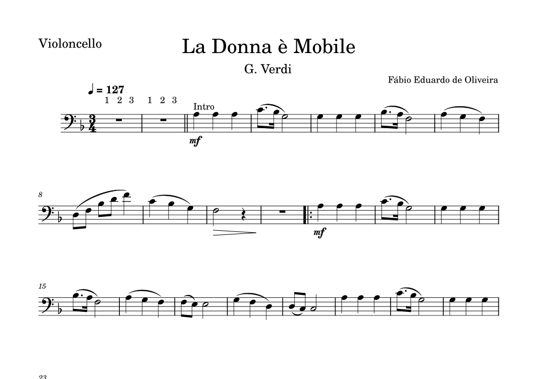 La Donna è Mobile - Rigoletto (Verdi)  - Easy Arrangement (arr. Fabio Eduardo de Oliveira)