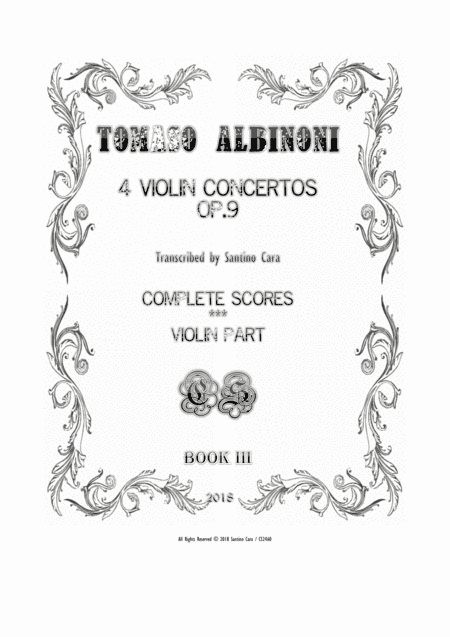 Albinoni - Four Concertos Op.9 for Violin and Cembalo (or Piano) - Scores and Part (arr. Santino Cara)