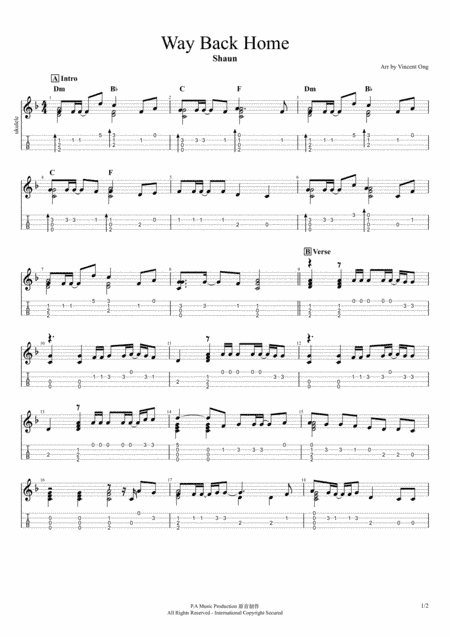 Way Back Home (arr. Vincent Ong)