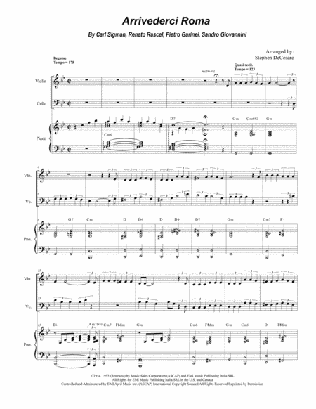 Arrivederci Roma (goodbye To Rome) (arr. Stephen DeCesare)