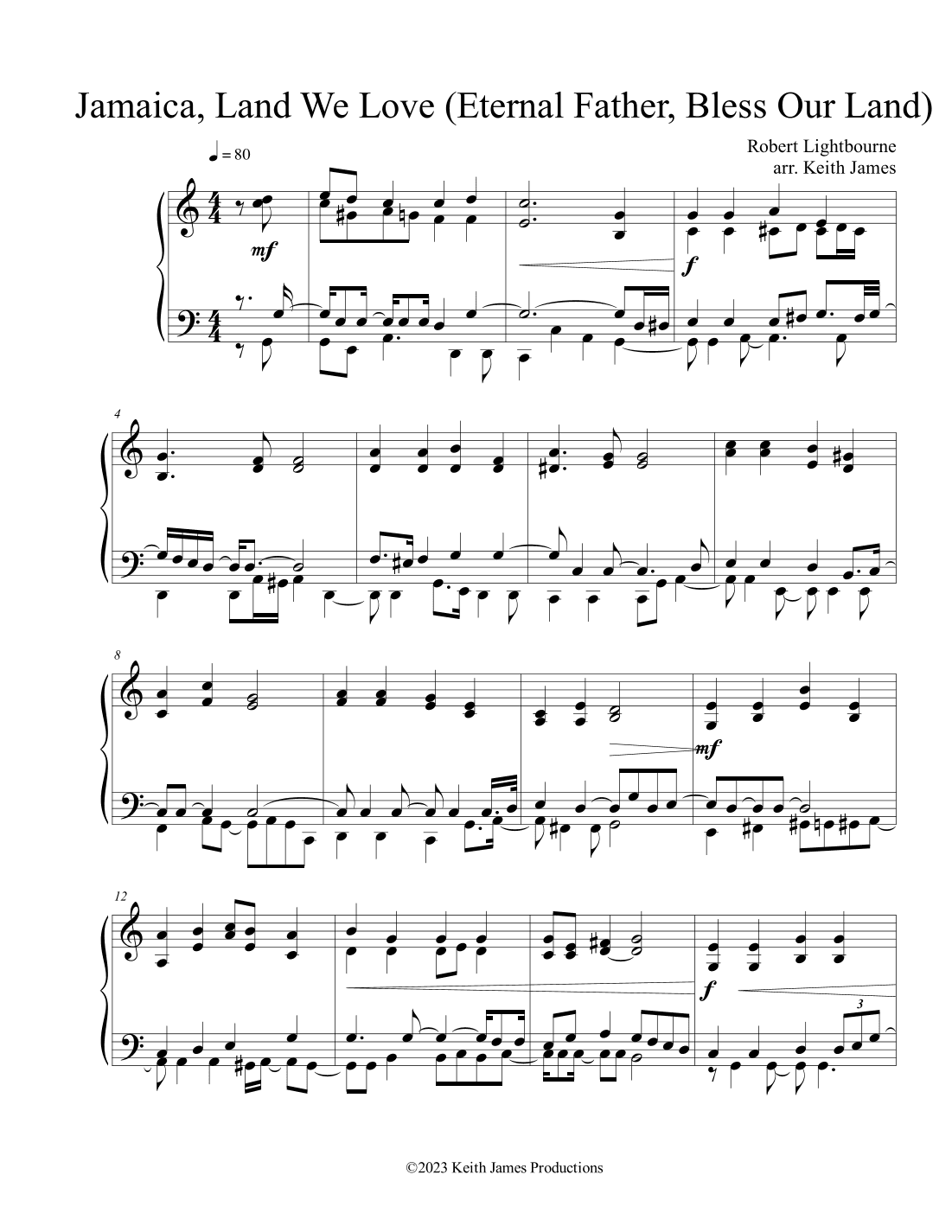 Jamaica, Land We Love (National Anthem Of Jamaica) (arr. Keith James)