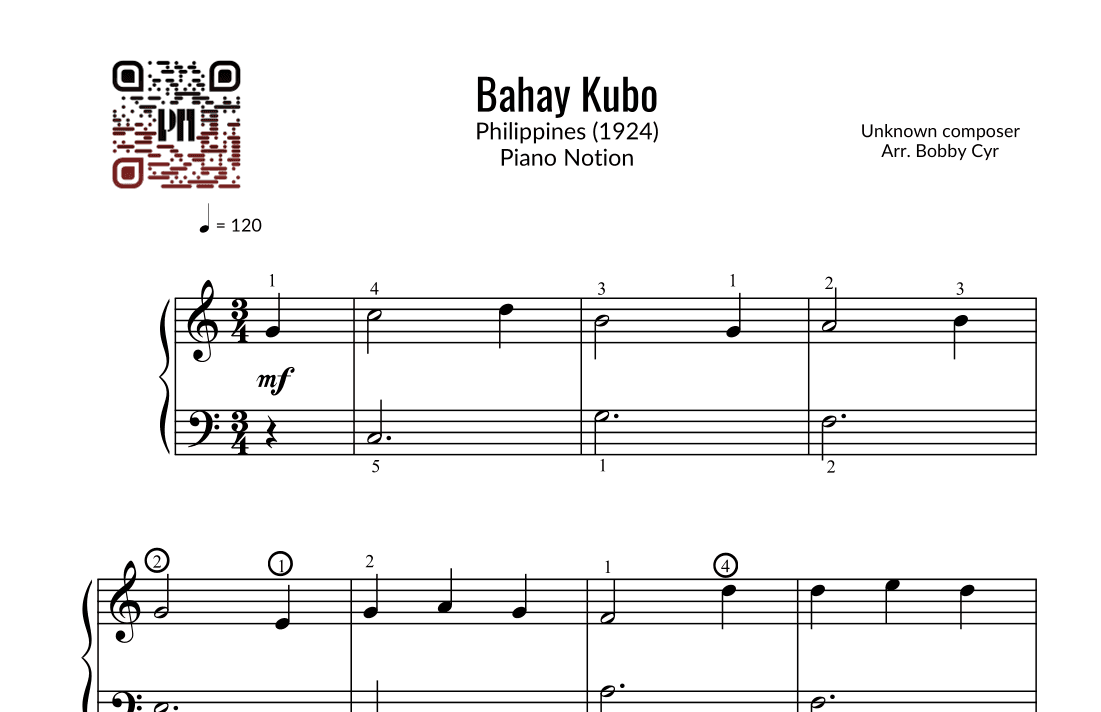 Bahay Kubo (Easy Piano) (arr. Bobby Cyr - Piano Notion)