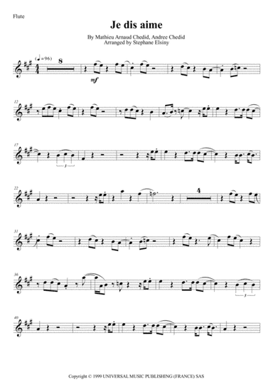 Je Dis Aime (arr. Stephane ELSINY)