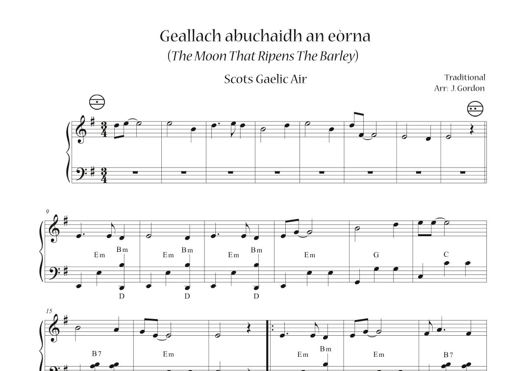 Geallach abuchaidh an eòrna (The Moon That Ripens The Barley) (arr. Julia Gordon)