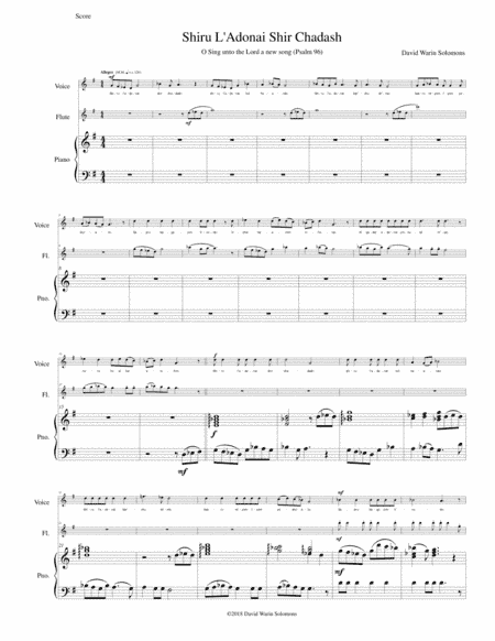 Shiru l'adonai shir chadash Sing unto the LORD a new song (verses 1 - 4) - for soprano, flute, piano