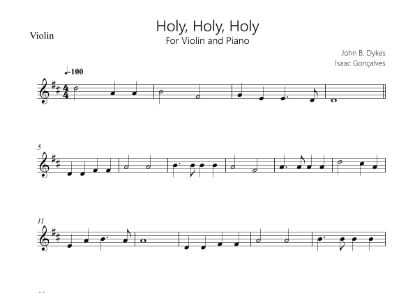 Holy Holy Holy (arr. Isaac Gonçalves)
