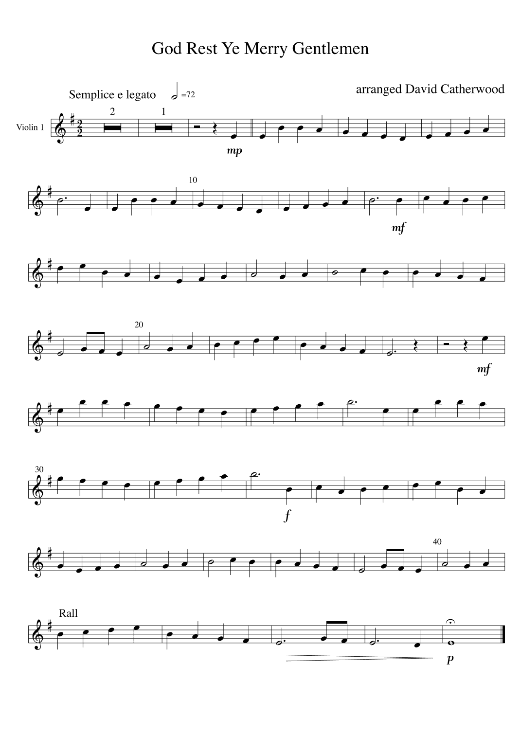 God Rest Ye Merry Gentlemen  - arranged for String Quartet by David Catherwood (arr. David Catherwood)