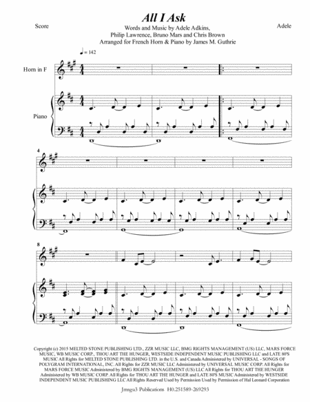 All I Ask (arr. James M. Guthrie, ASCAP)