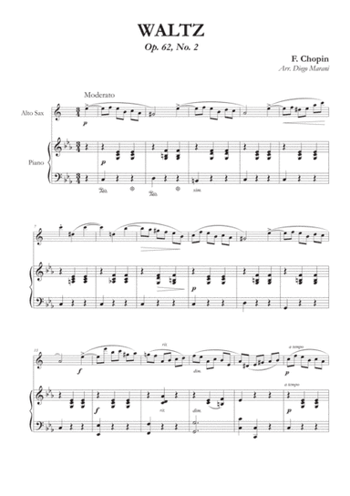 Waltz Op. 69, No. 2 for Alto Saxophone and Piano (arr. Diego Marani)