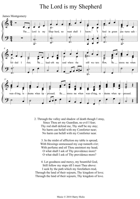 The Lord is my Shepherd. A new tune to a wonderful old hymn.