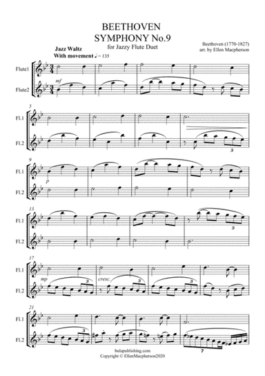 Jazzy Beethoven Symphony 9 for Flute Duet (arr. Ellen Macpherson)