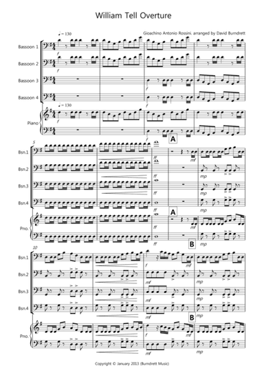 William Tell Overture for Bassoon Quartet (arr. David Burndrett)