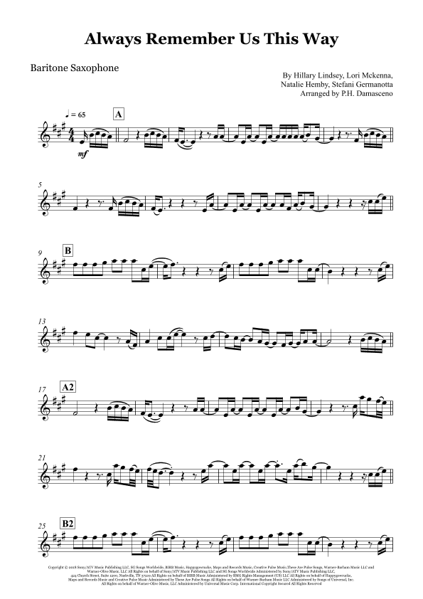 Always Remember Us This Way (arr. P.H. Damasceno)