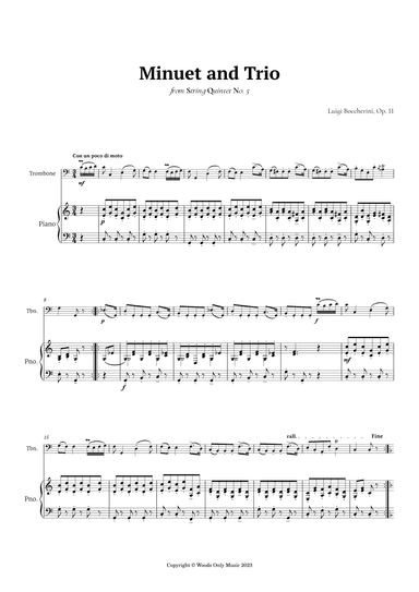 Minuet by Boccherini for Trombone and Piano (arr. Ander)
