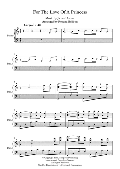 For The Love Of A Princess  from the Twentieth Century Fox Motion Picture BRAVEHEART (arr. Roxana Belibou)