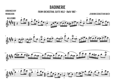 Badinerie (suite No. 2) (arr. Manasara)