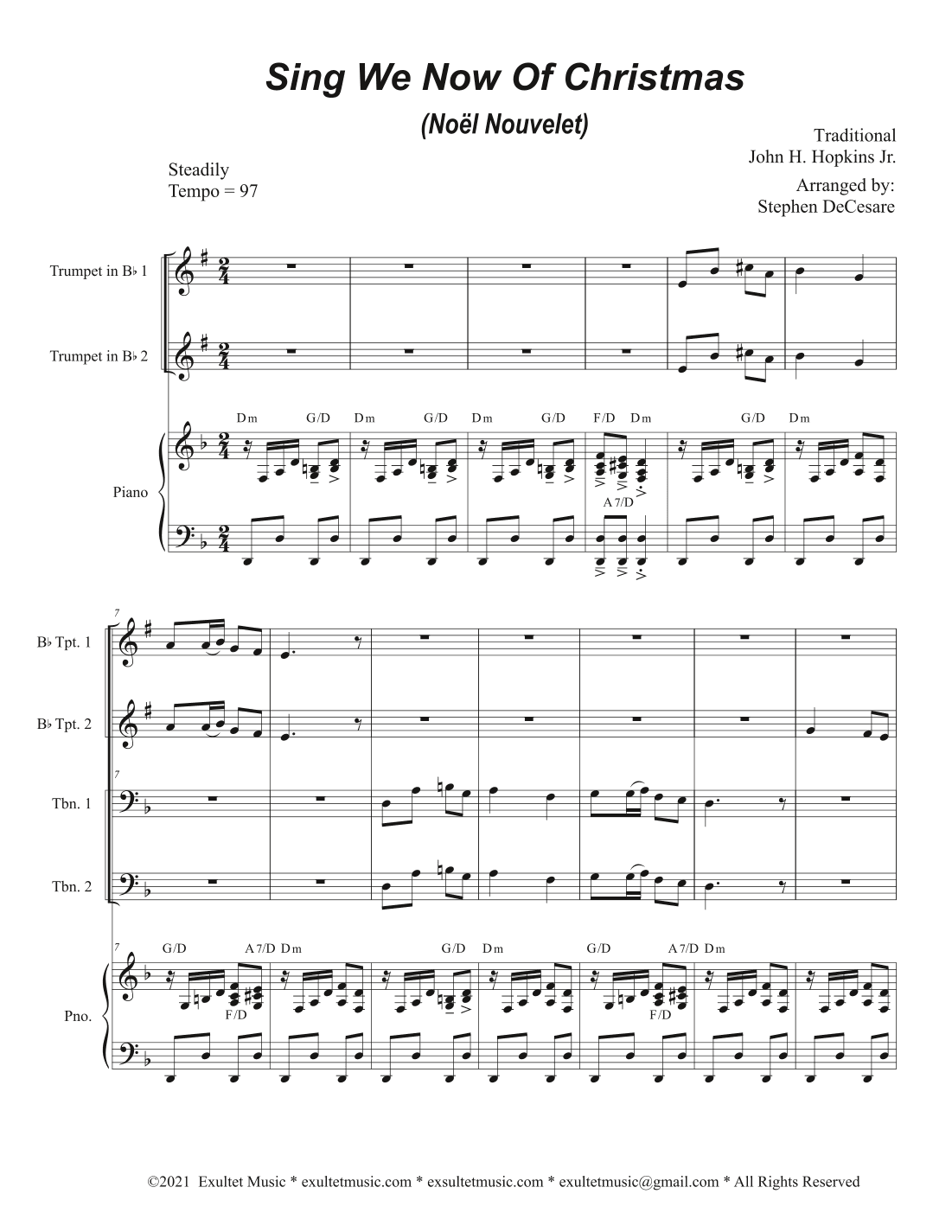Sing We Now Of Christmas (Noël Nouvelet) (Brass Quartet and Piano - Alternate Version) (arr. Stephen DeCesare)