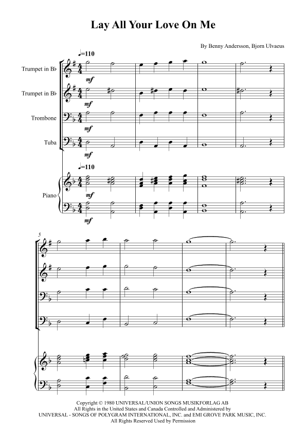 Lay All Your Love On Me (arr. Karen Gueiros)