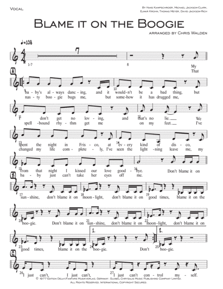 Blame It On The Boogie (arr. Chris Walden)