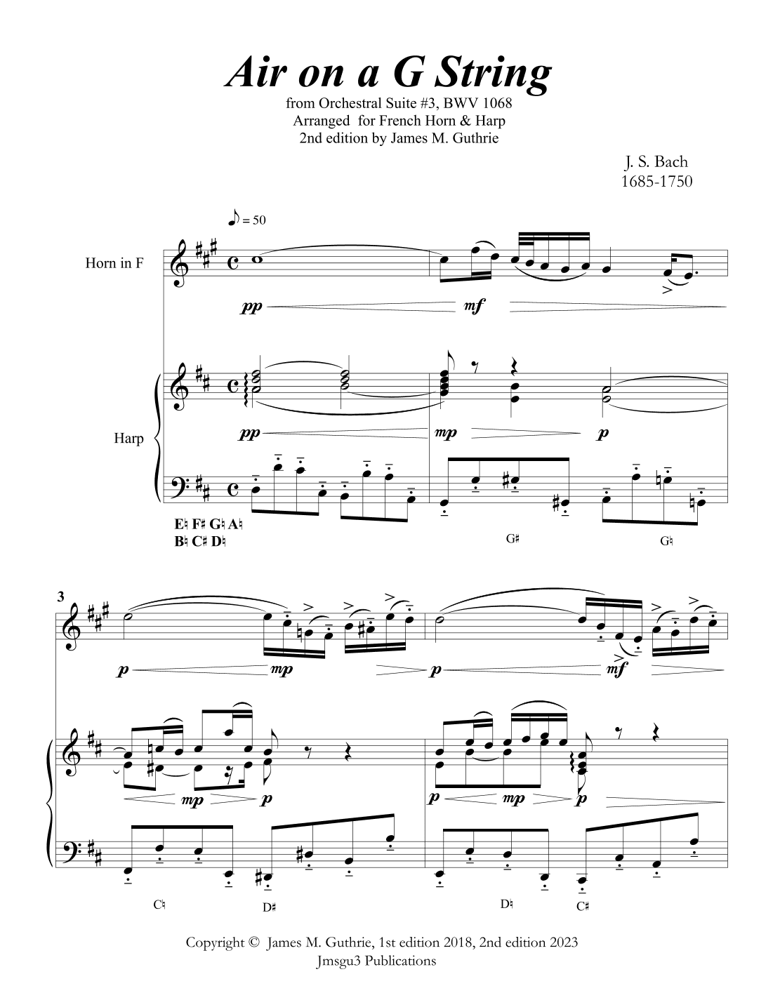 Bach: Air on a G String for French Horn & Harp (arr. James M. Guthrie)