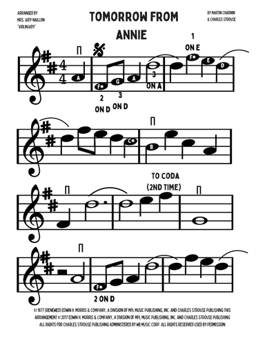 Tomorrow (arr. Mrs. Judy Naillon "ViolinJudy")