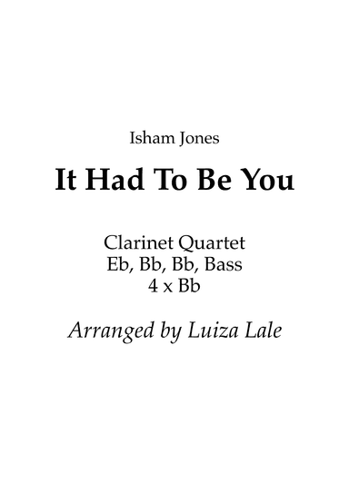 It Had To Be You (arr. Luiza Lale)