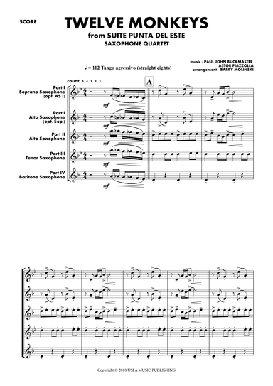 Twelve Monkeys (arr. BARRY MOLINSKI)