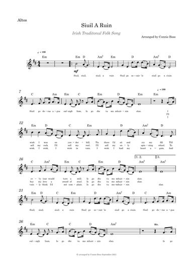 Siuil A Ruin - vocal solo with guitar chords (arr. Connie Boss)