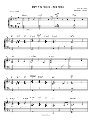 Turn Your Eyes Upon Jesus - lite jazz arr. for solo piano (arr. Steve Lancaster)