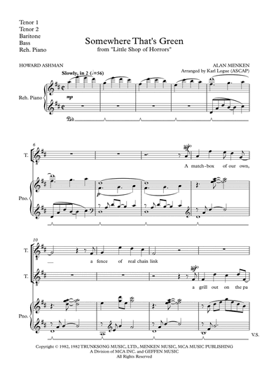 Somewhere That's Green (arr. Karl Logue)