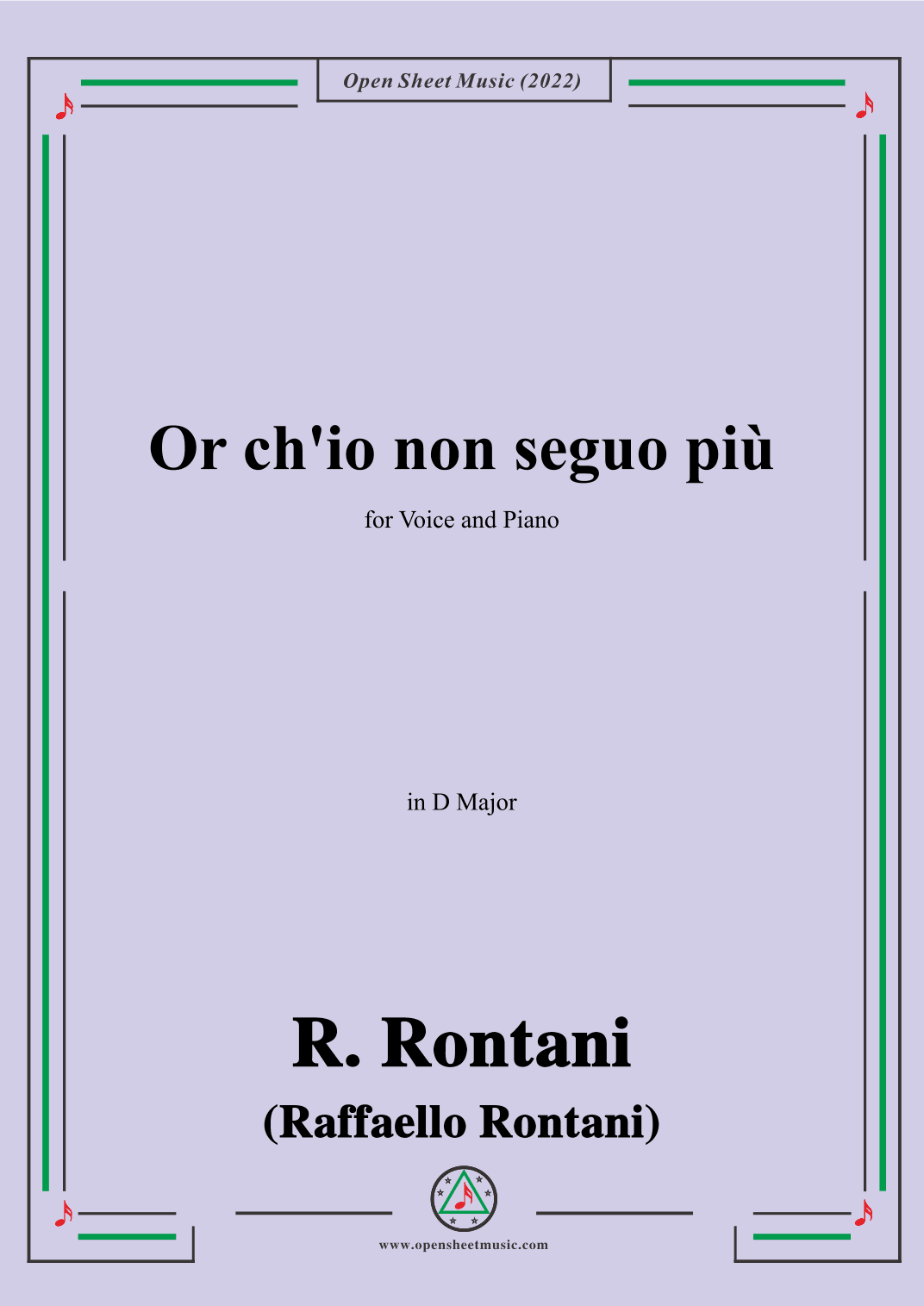 R. Rontani-Or ch'io non seguo più,in D Major (arr. OSM Press)