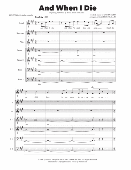 And When I Die (arr. John C. Quillin)