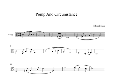 Pomp And Circumstance - Edward Elgar (Viola) C major (arr. Digital Book Music)