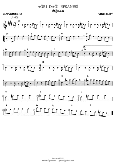 AGRI DAGI EFSANESI - ALTO SAX (arr. Serkan ALTAY)