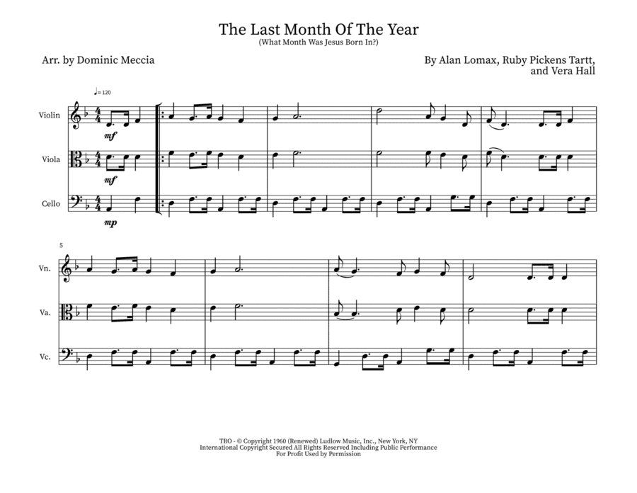 The Last Month Of The Year (what Month Was Jesus Born In?) (arr. Dominic Meccia)