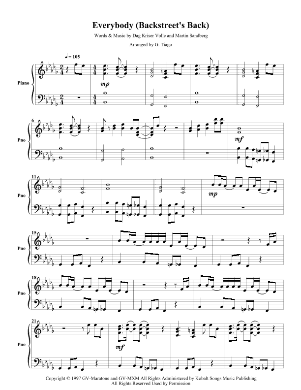 Everybody (backstreet's Back) (arr. G. Tiago)
