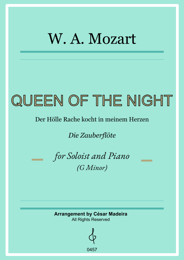 Queen of the Night Aria - Voice and Piano - G Minor (Full Score and Parts) (arr. César Madeira)