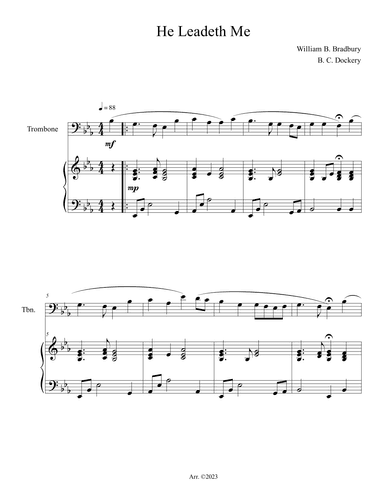 He Leadeth Me (Trombone Solo with Piano Accompaniment) (arr. B. C. Dockery)