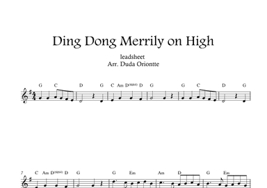 Ding Dong Merrily on High  (leadsheet - G major - no lyrics) (arr. Duda Oriontte)